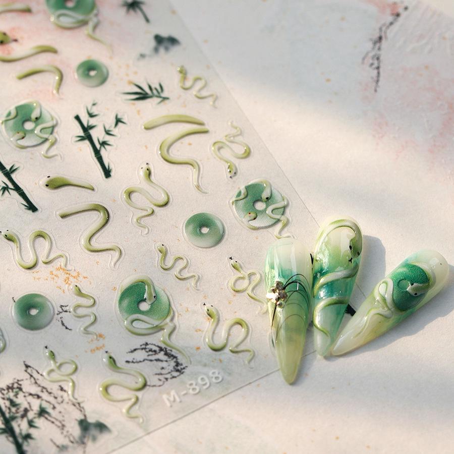 

TENSOR Frosted Nail Stickers M898 - Jelly Glue & Little Snake Series, Self-Adhesive.