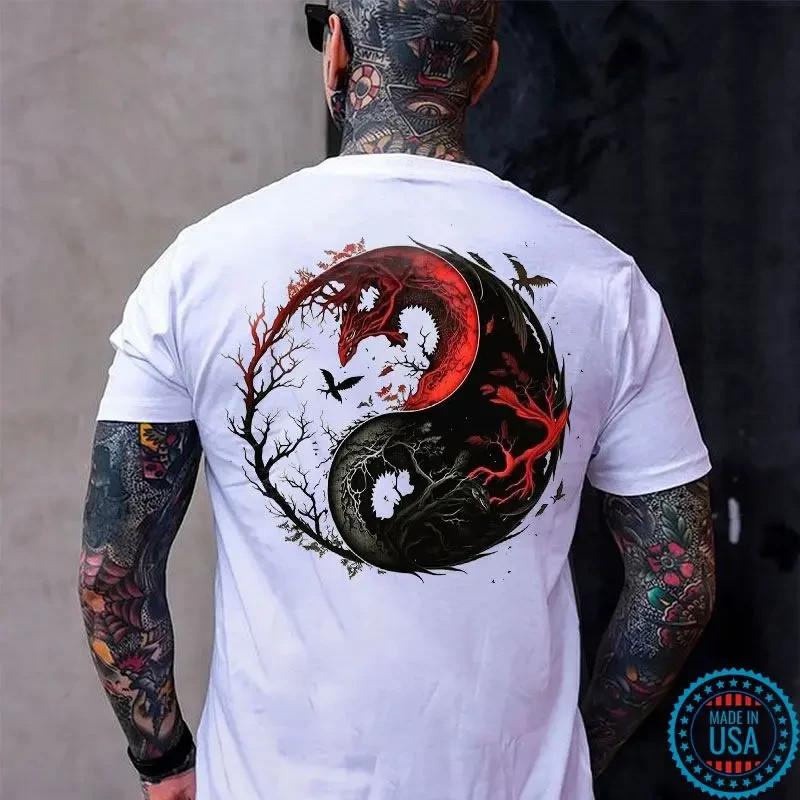 Tai Chi Pattern Print Men s T-Shirt, Gangster Skeleton Print Men s Unisex T-Shirt XXXL