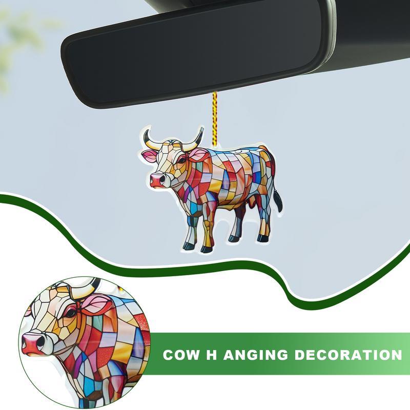 1PC Cow Suncatchers Pendant Colorful Frog Acrylic Wall Art Hanging Decor Pendant Festival Window Yard Garden Room Decoration