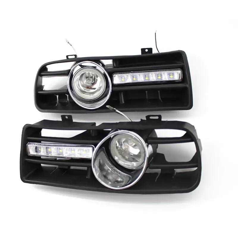 1 Pair Car Front Bumper Headlight Sport Grill Kidney Running Lights For VW GOLF MK4 1997-2006 With LED DRL Fog Lamp Accessories