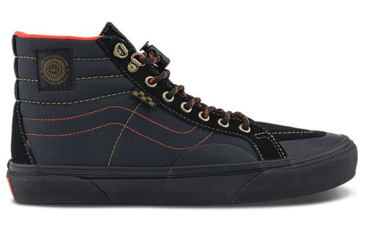 Sk8 Spitfire Wheels x Sk8 Skate Vans-Hi Reissue 'Black Flame' VN000D1EBFM