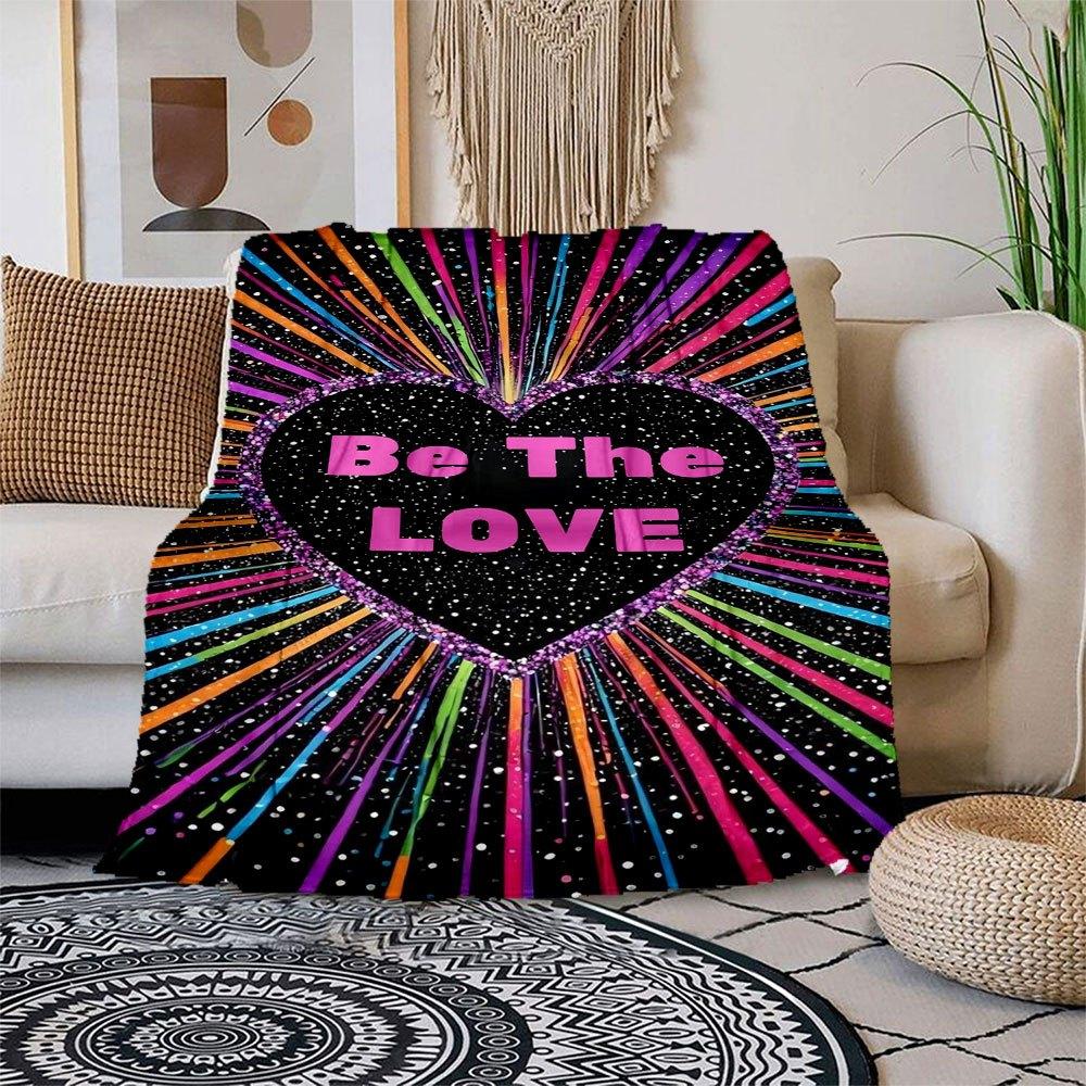 

Be The Love Glitter Heart Phone Case CoverBlanket Flannel Throw Blanket for Sofa, Bed, Travel, Camping, Office, Couch, Chair, And Bed Gift 150x180cm