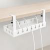 Under-Desk Cable Management Tray in Carbon Steel with Two Edge Clamps and Open Access, Extendable Power Strips Cord Holder for Stored Power