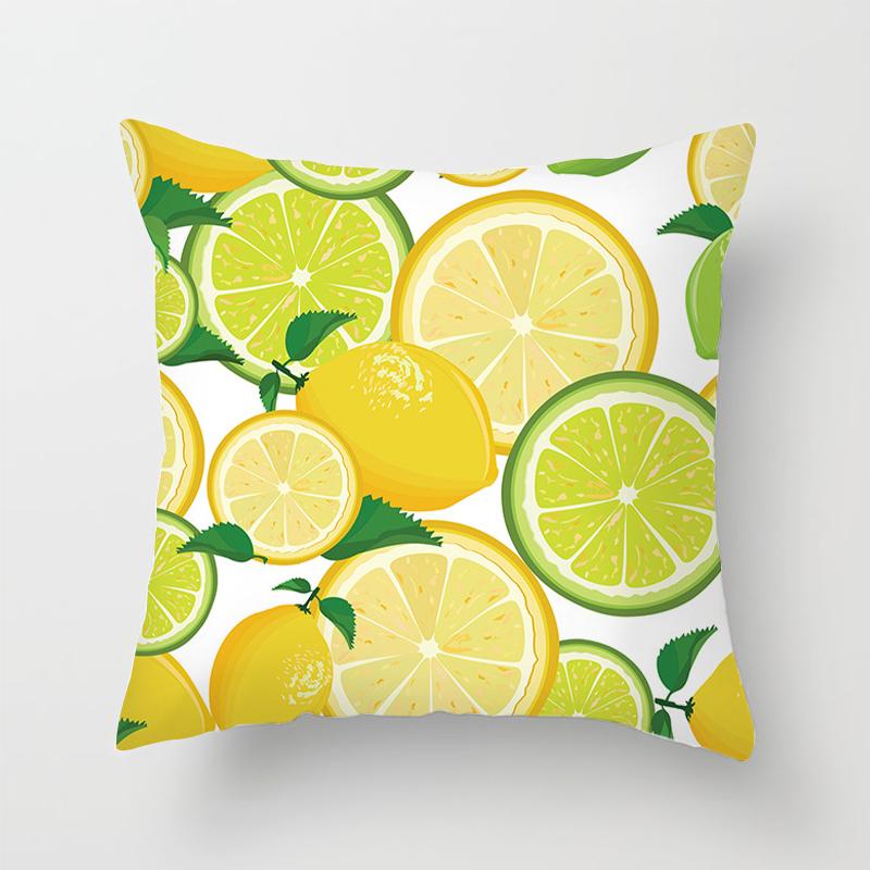 Home Decor Yellow Lemon Pattern Summer Cushion Cover Pillow Sofa Decorative