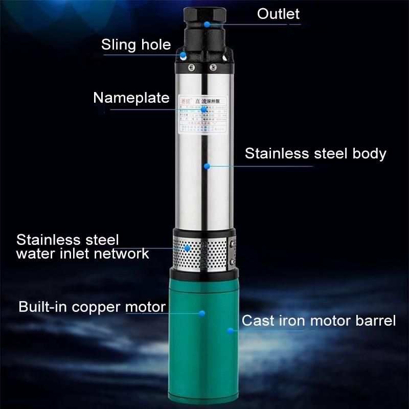 12/24V/48V 10/15 meters Deep Well Water Pump Solar Water Agricultural Irrigation Garden Pump High Lift DC Screw Submersible Pump