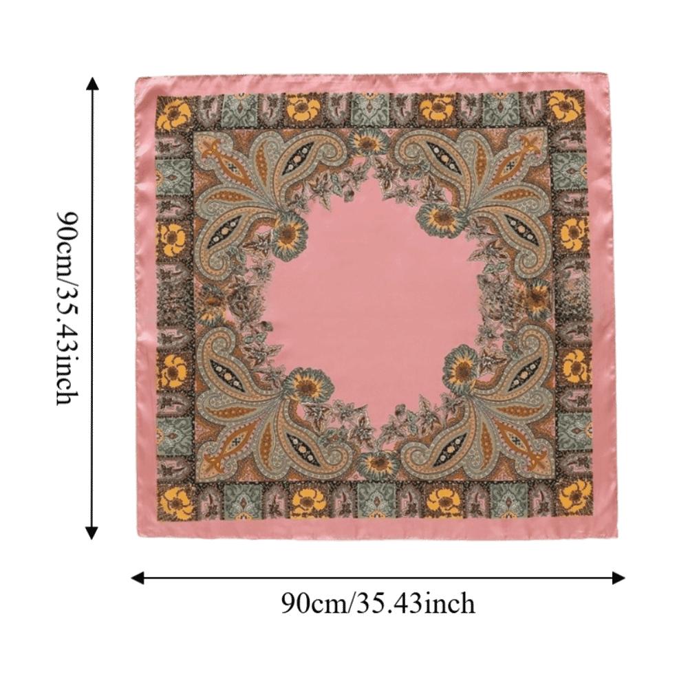 Fashionable Floral Print Square Silk Scarf Colorful Soft Hair Bandana All-match Polyester Head Scarf Daily