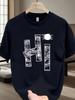 Mens 100 Cotton Graphic Tee  Relaxed Loose Fit Short Sleeve Crew Neck Tee