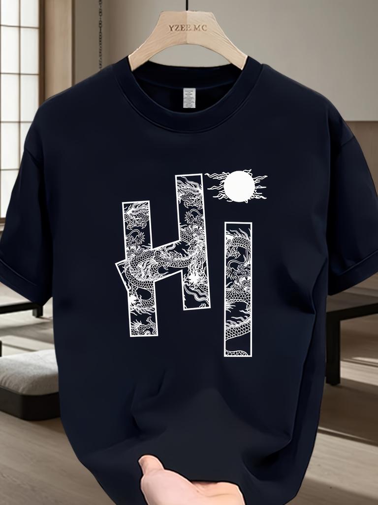 Mens 100 Cotton Graphic Tee Relaxed Loose Fit Short Sleeve Crew Neck Tee