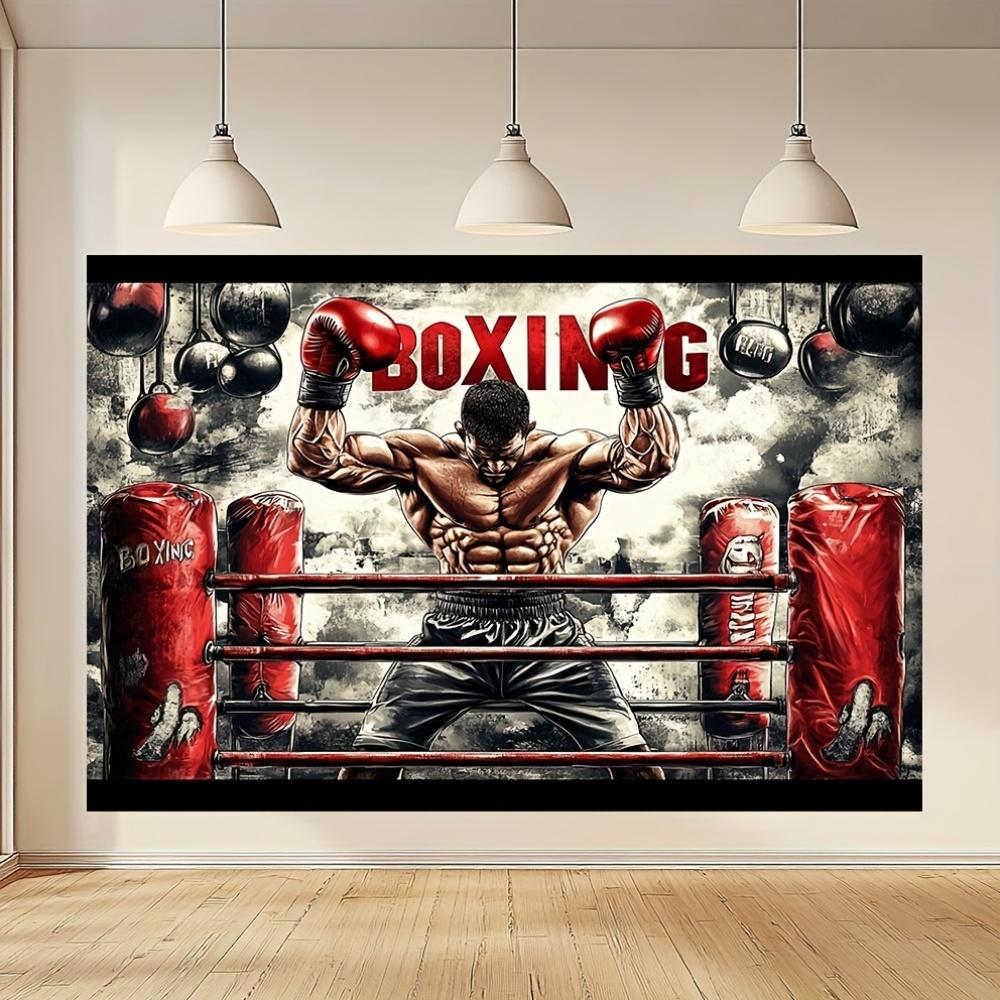 2D Flat Banner, 1pc Boxing Strength Wall Art Print Background Party BannerXY