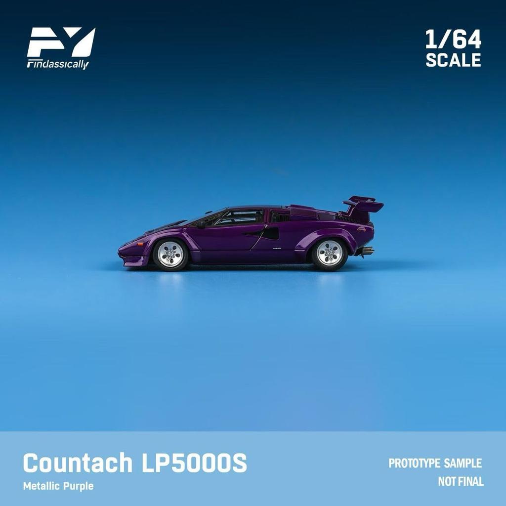 Freestyle Finclassically Scale Countach LP5000S Metallic Purple with Wing FY64092 1/64 (Finished Model)