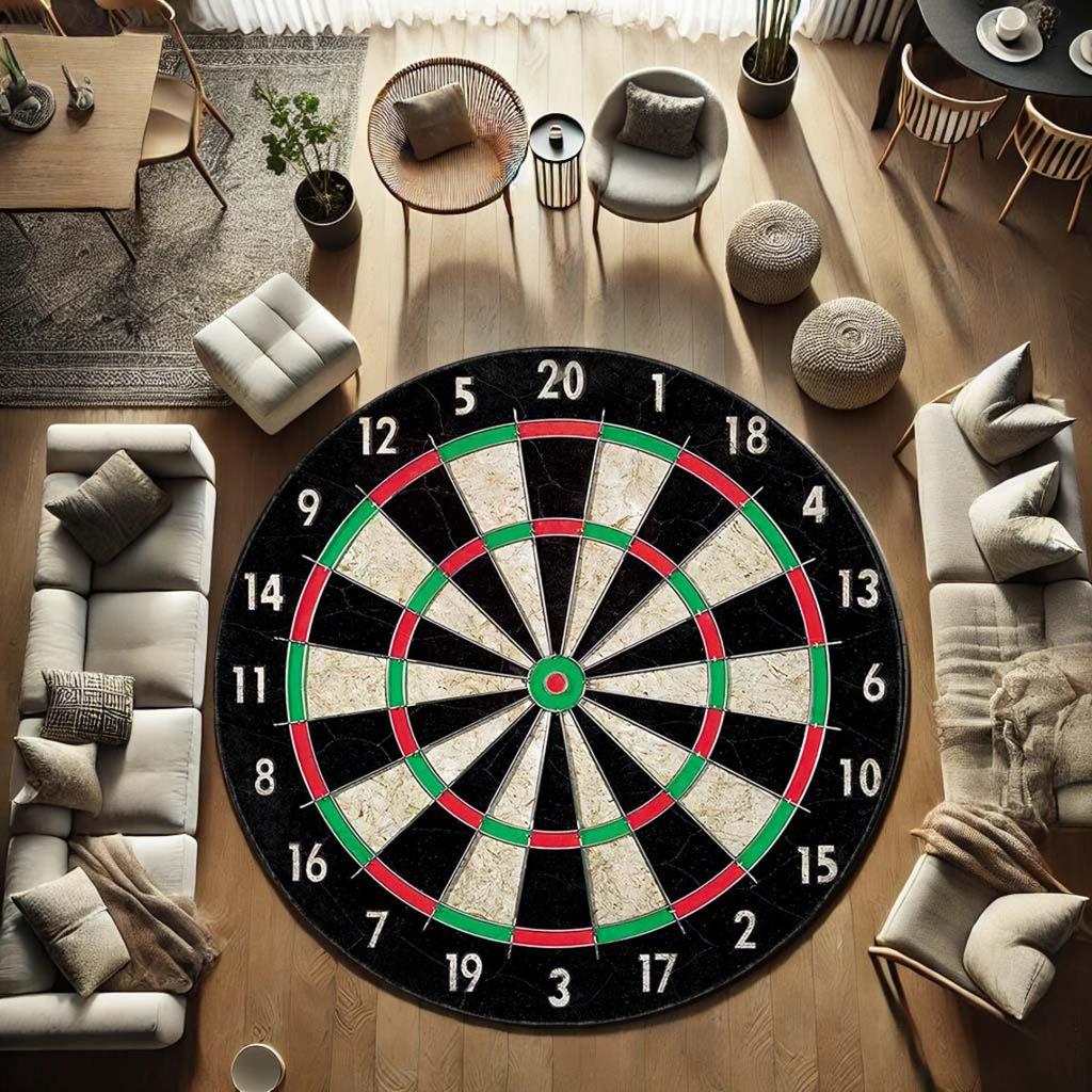Dart Board Design Rug, Game Room Decor, Man Cave Rug, Round Rug, Home Accessories, Fun Rug, Entertainment Rug, Sports Rug