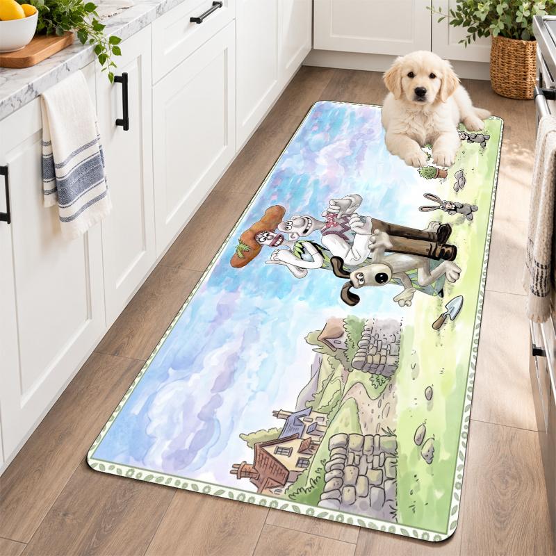 Flannel Kitchen Mat Wallace & Gromit Soft Area Rug Non Slip Floor Carpet Home Decoration