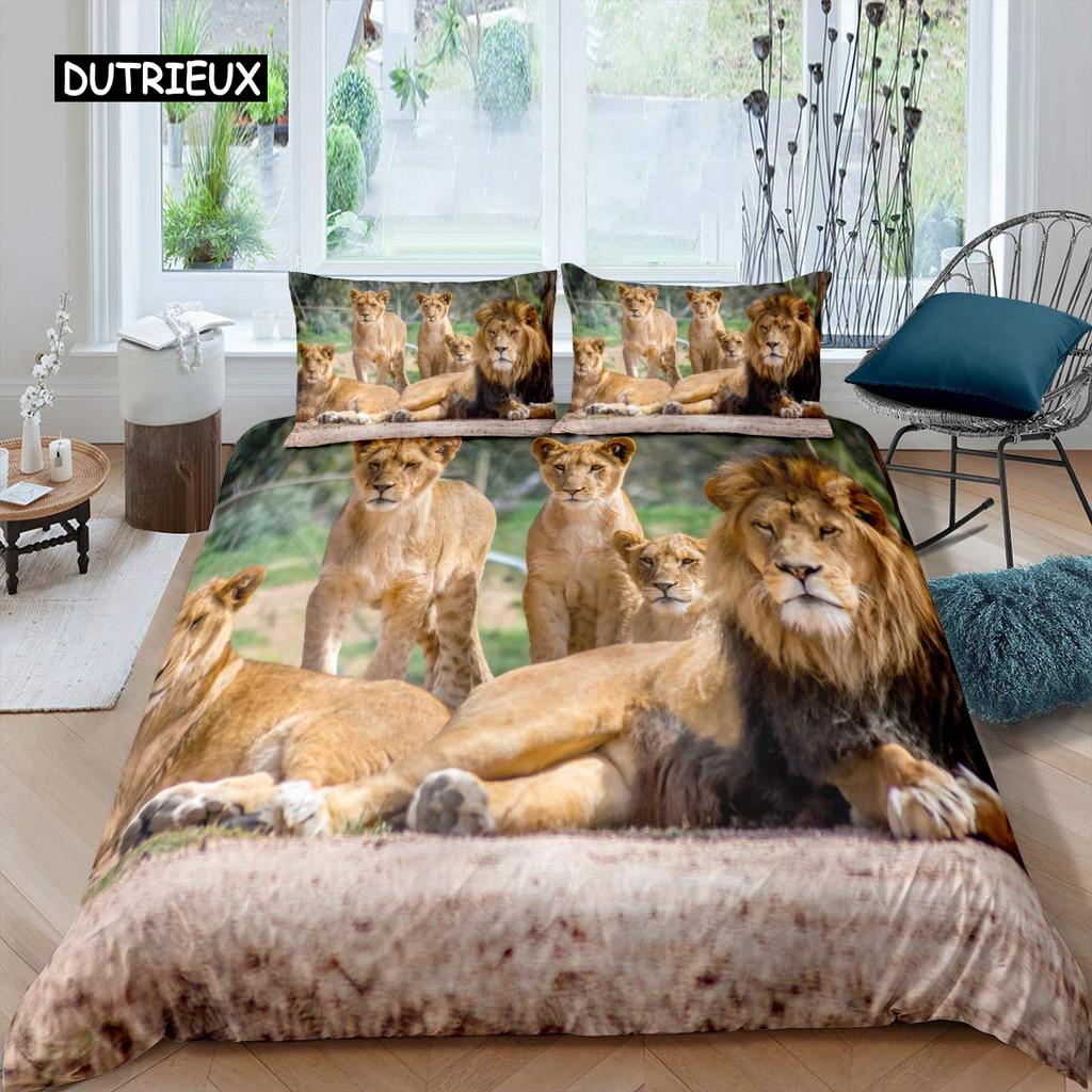 Black Lion Duvet Cover Bed Sheet Pillow Three-Piece Bedding Set