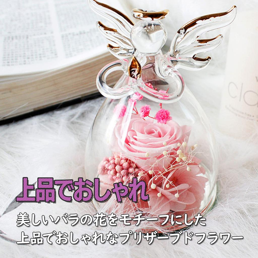 Felimoa Preserved Flowers in a Glass Dome, Angel, Mother's Day, Box Included