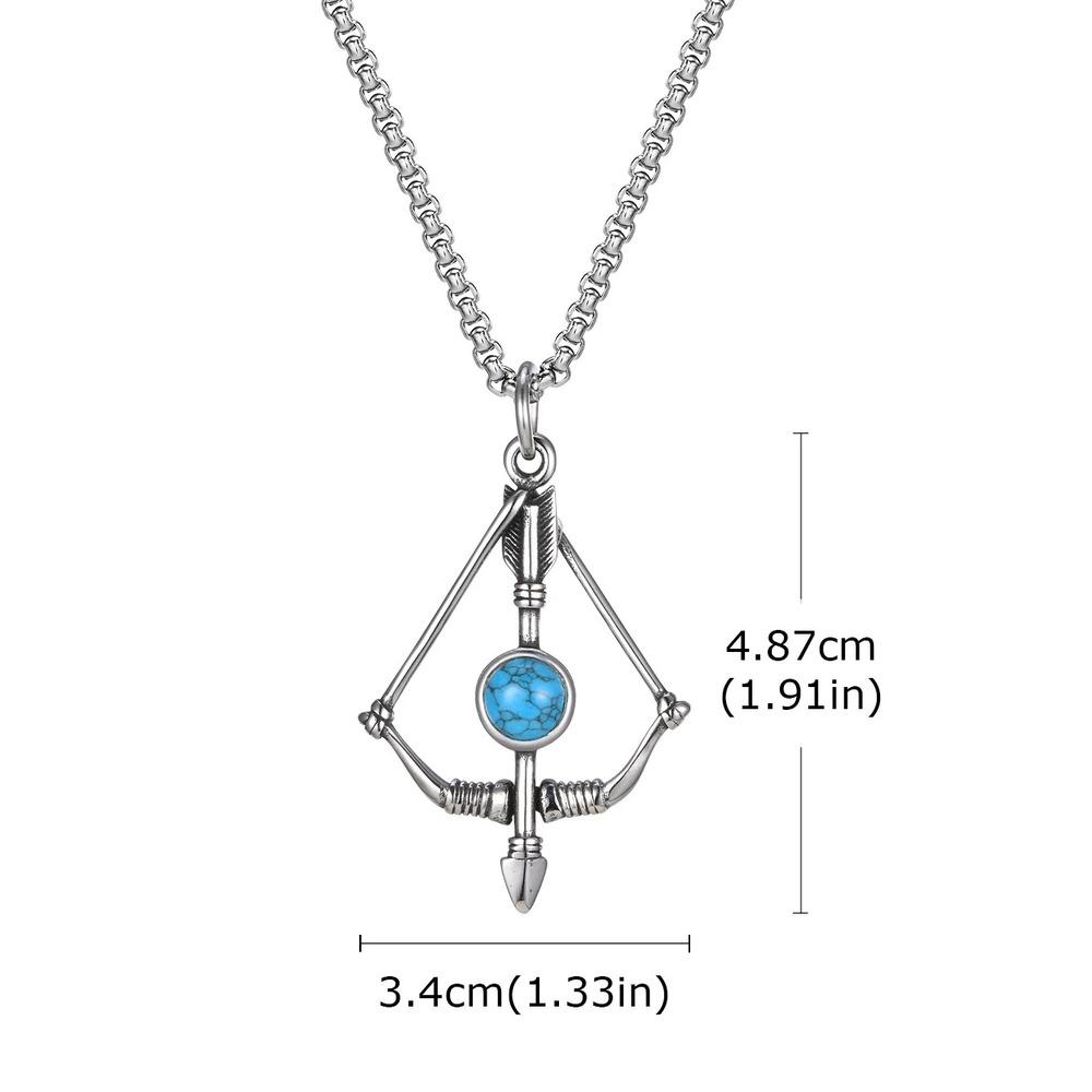 

Vnox Stainless Steel Turquoise Pendant Necklace for Men, Box Chain 50cm 55cm 60cm, Punk Rock Birthday Halloween Jewelry Gift New 50cm