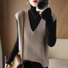 Autumn Women's Knitted Vest Pullover Vest Wool Waistcoat Deep V-neck Loose