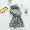 Cashmere Wool Scarf Women's Autumn and Winter High End Solid Color Ball Scarf Versatile Shawl Wool Ball Imitation Cashmere Scarf