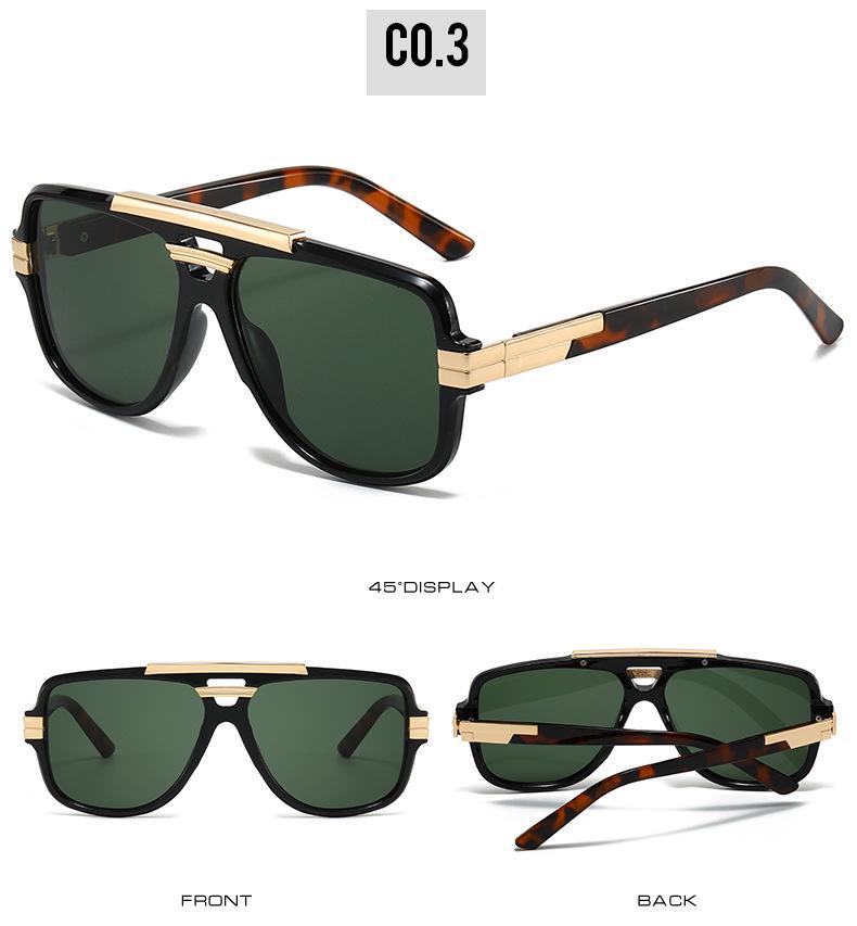 Trendy European-American Retro Square Frame Men's Metal Sunglasses