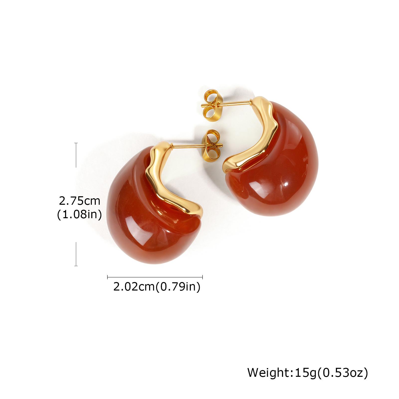 

Aesthetic C-shaped Resin Hoop Earrings for Women, Stainless Steel Clear Acrylic Waterproof Ear Chunky Jewelry