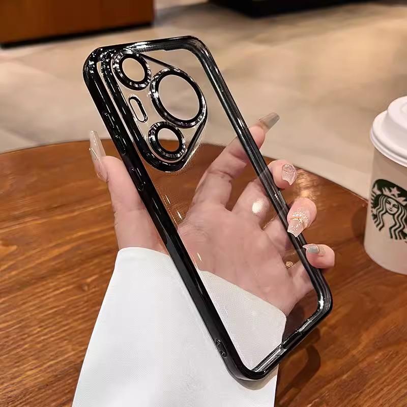 

Это высококачественный прозрачный гальванизированный противоударный чехол для Huawei Pura70pro и Mate60Pro P50 чёрный