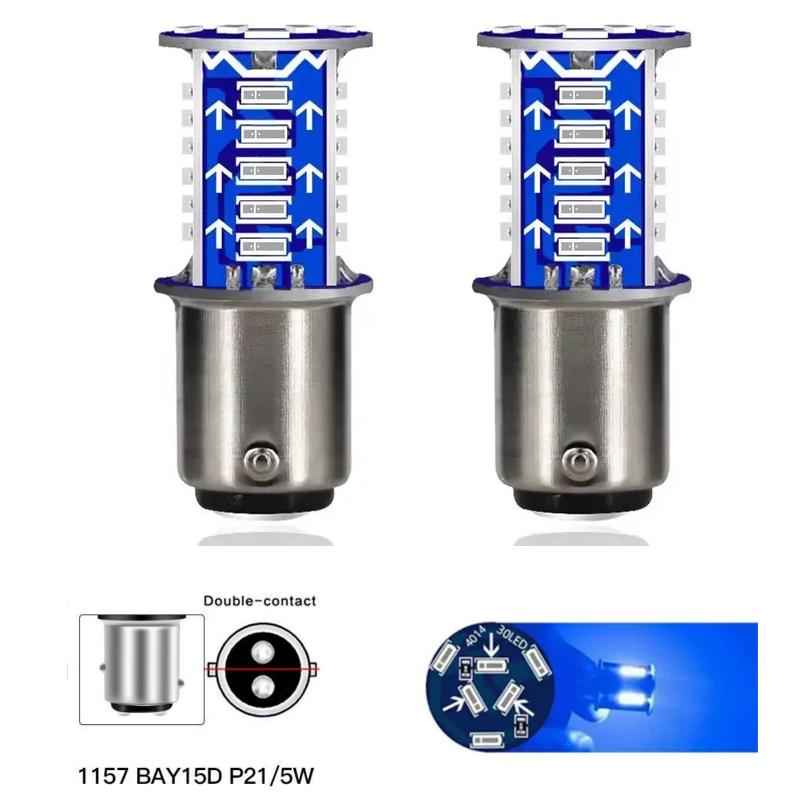 2x Strobe 1157 BAY15D P21/5W 30SMD High Brightness Flash Silicone Canbus Reverse Light Brake Parking Lamp Motorcycle Tail Lights