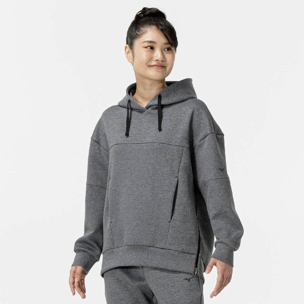 Training Wear Stretch Sweatshirt Pullover Hoodie Easy to Move 32MCC332 Gray Heather [Mizuno] Women's
