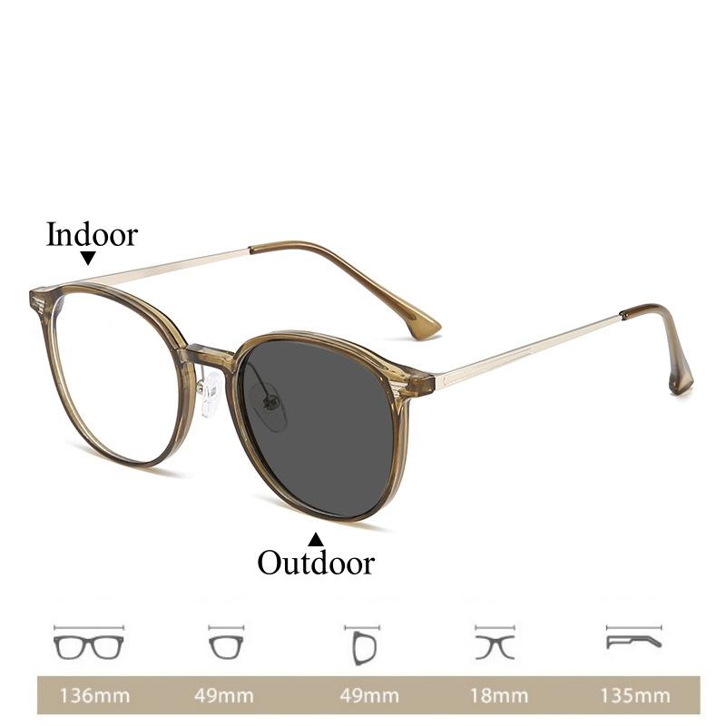 Óculos Fotocromáticos Estilosos para Miopia Feminina Armação Fashion Lentes de Grau Proteção UV Externa Óculos de Sol -1,25 A -6,0