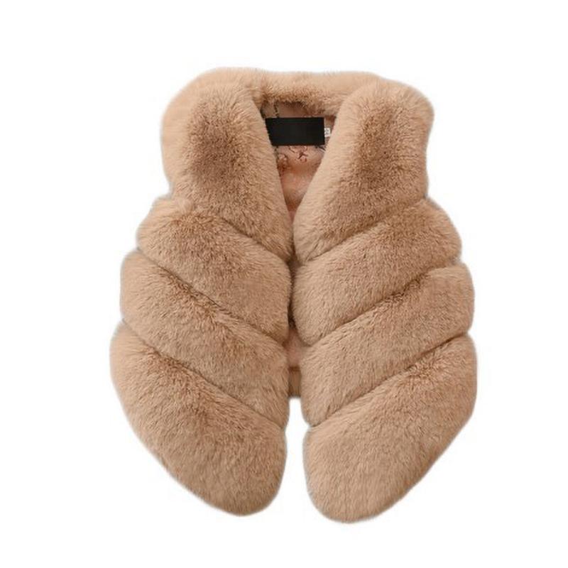 Chaleco de Piel para Niñas Otoño Invierno Moda Grueso Cálido Chaleco Ropa Exterior para Niños Niña Navidad