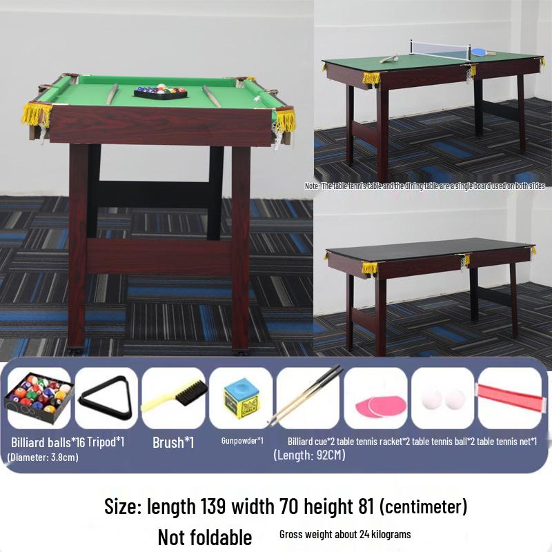 Foldable 2-in-1 Kids Pool & Ping Pong Table - Indoor American Black Eight Style
