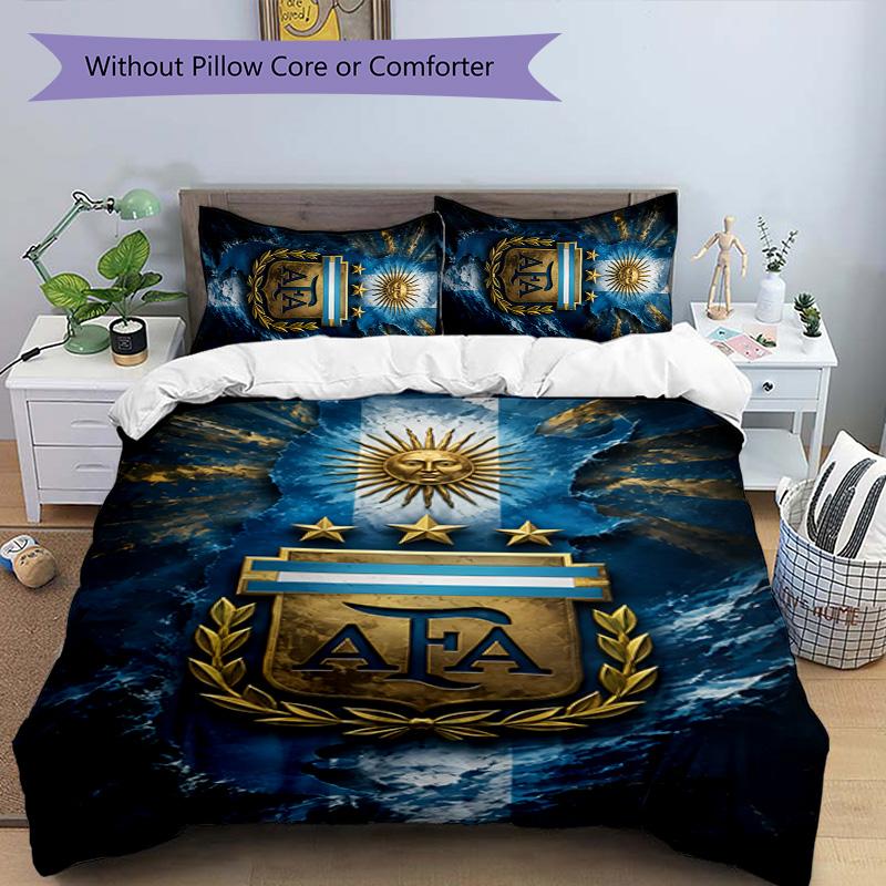 3pcs Argentina Football Pattern Bedding Set Duvet Cover Set Includes Duvet Cover &pillowcases,perfect All Season Bedroom Decoration&gift
