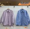 Wj1116 autumn new women's lapel Japanese cotton shirt loose shirt top striped single-breasted lazy wind