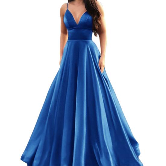 Robe à bretelles taille haute, col en V, bretelles réglables, tenue de soirée pour Banquet