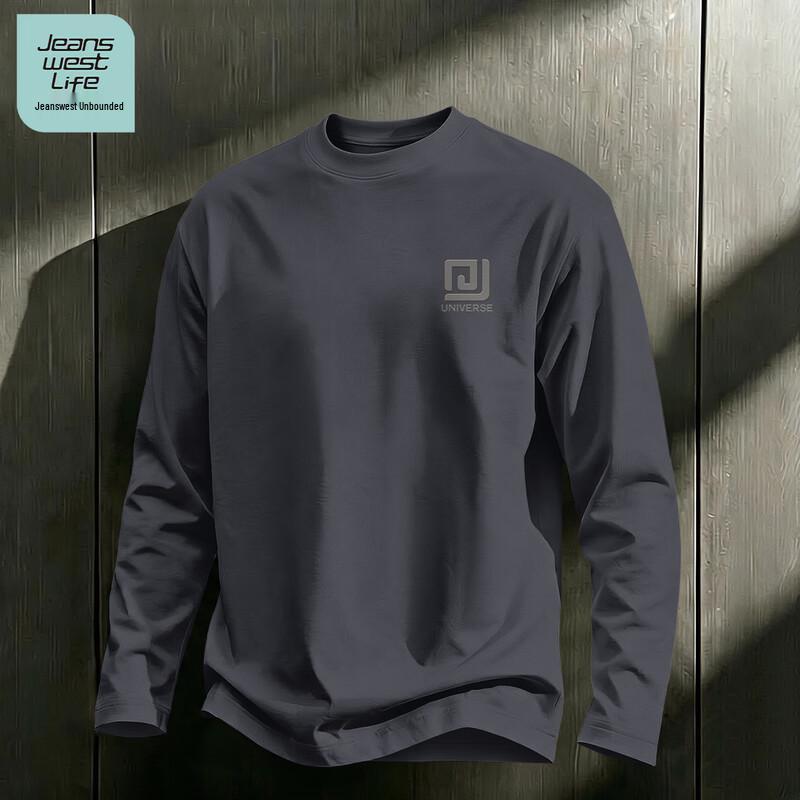 Jeanswest Life Men's Loose Fit Cotton Long Sleeve Crew Neck T-Shirt