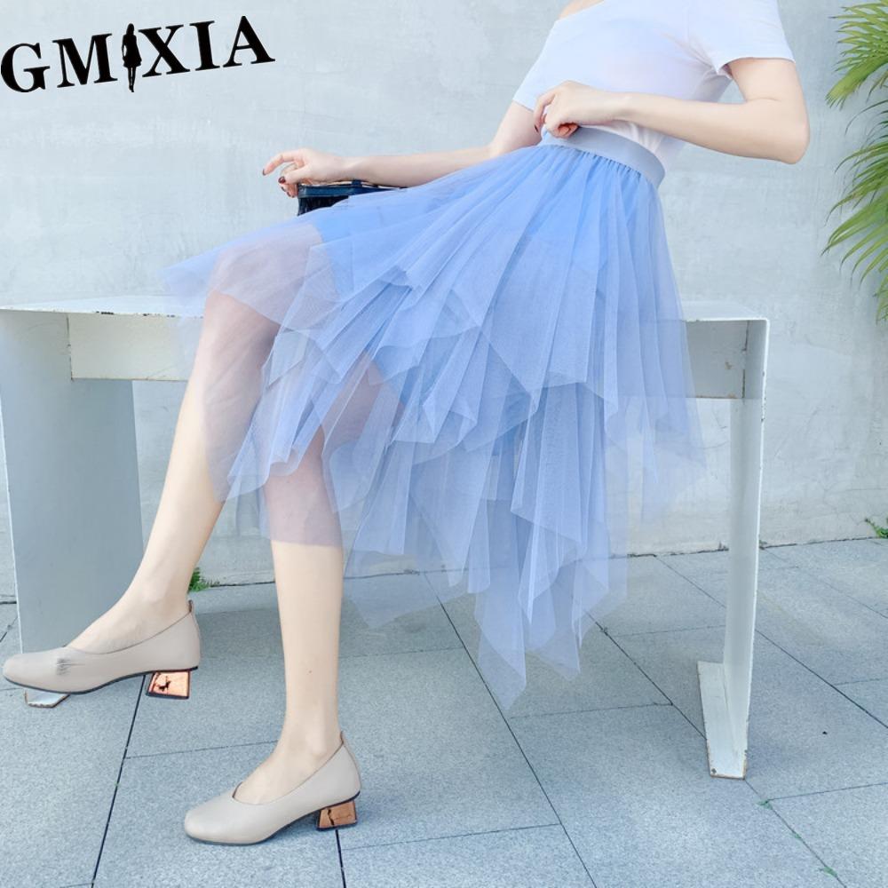 GMXIA Women's Fashion Casual Solid Color Print Summer Spring Skirts