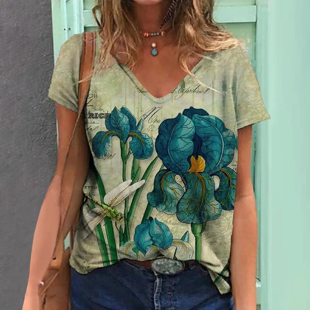 

Летняя женская модная футболка с круглым вырезом, топы с принтом бабочки, футболки, женская повседневная одежда с коротким рукавом, женская винтажная уличная одежда 8XL