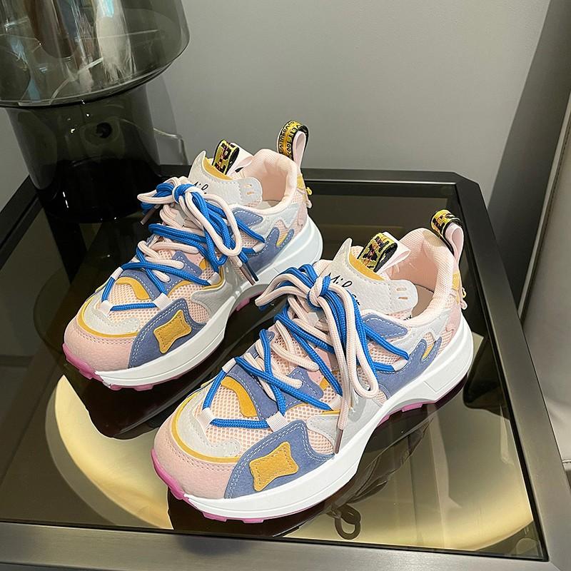 Chaussures de Papa à Semelle Épaisse Tendance 2024 Nouvelles Chaussures de Sport Décontractées Respirantes en Maille pour Femmes Chaussures Vulcanisées Polyvalentes Zapatillas Mujer