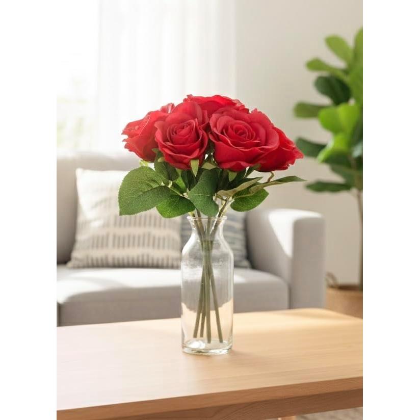 [mamawreath] Artificial Flower Rose Bundle 1 Bundle Bouquet Bush Wall Hanging Bouquet Artificial Flower Red Red Fake Interior Table Decoration Flower
