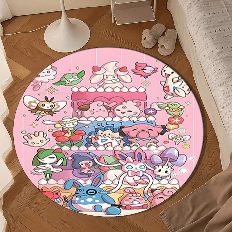 Cute Pika Adventure Round Rug for Livingroom,Bedroom, Palyroom, Chair Rug, Area Rug, Circle Carpet, Large Size Fan Christmas Gift