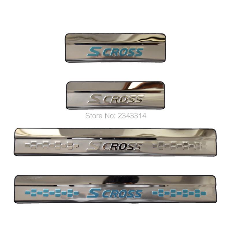 For Suzuki SX4 S-Cross SCross 2025 2024  -2014 Stainless Car Door Sill Kick Scuff Plate Protector Trim Styling Accessory