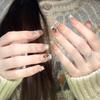Princess of a Thousand Gold: Autumn/Winter Cat Eye Coffee Brown Luxury Handmade Nail Stickers with Sparkling Diamonds