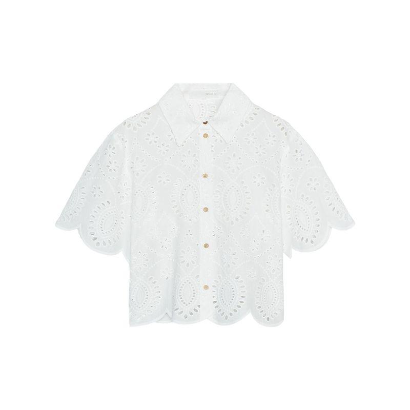 Zaprha 2025 New Arrival French Style Light and Beautiful Loose Cut Out Embroider Short Sleeve Shirt for Women 2298116