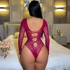 Sexy Underwear Bikini One-piece Long-sleeved Ripped Rose Mesh Coat Hollow Backless Hip Skirt