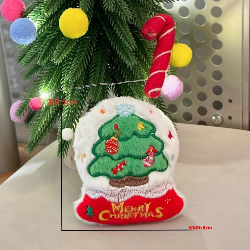 Cute Cartoon Christmas Plush Doll Pendant Keychain Kawaii Stuffed Doll Chain Backpack Pendant Car Key Chain Accessories Gifts