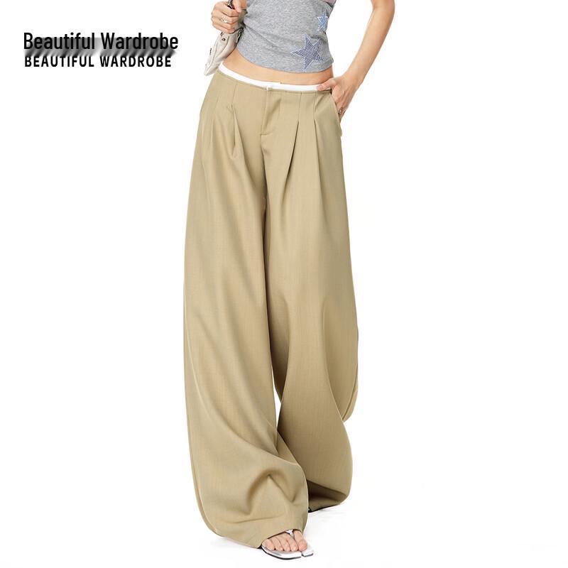 Beautiful Wardrobe Women s American Retro Wide-Leg Casual Pants S