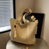 2026 Spring/autumn New Beach Vacati Casual Tote Fabric Solid Color Zipper Shoulder Bags High-end Atmosphere Women's Handbags
