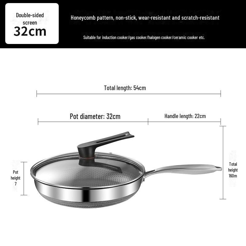 Stainless Steel Non-Stick Honeycomb Frying Pan for Steaks & Pancakes
