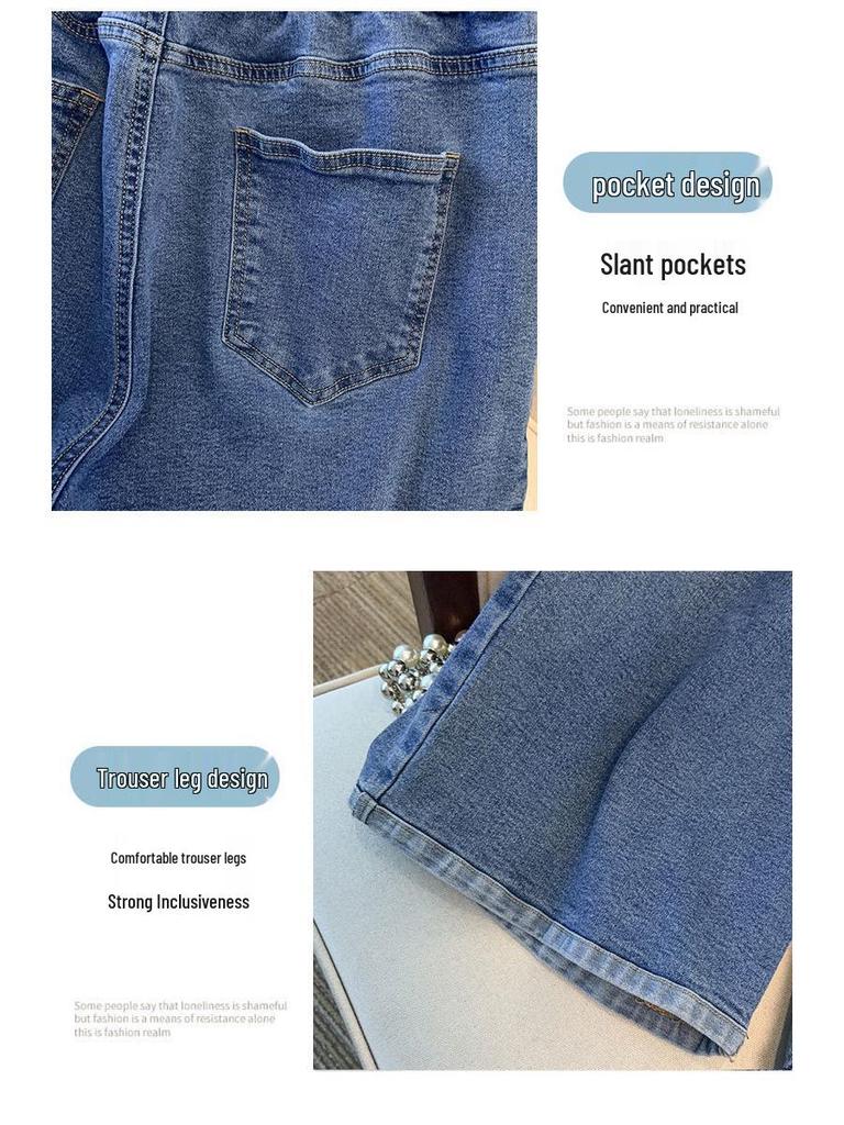 Super Size High Waist Plus Size Loose Work Jeans - Summer 5-Point Pants