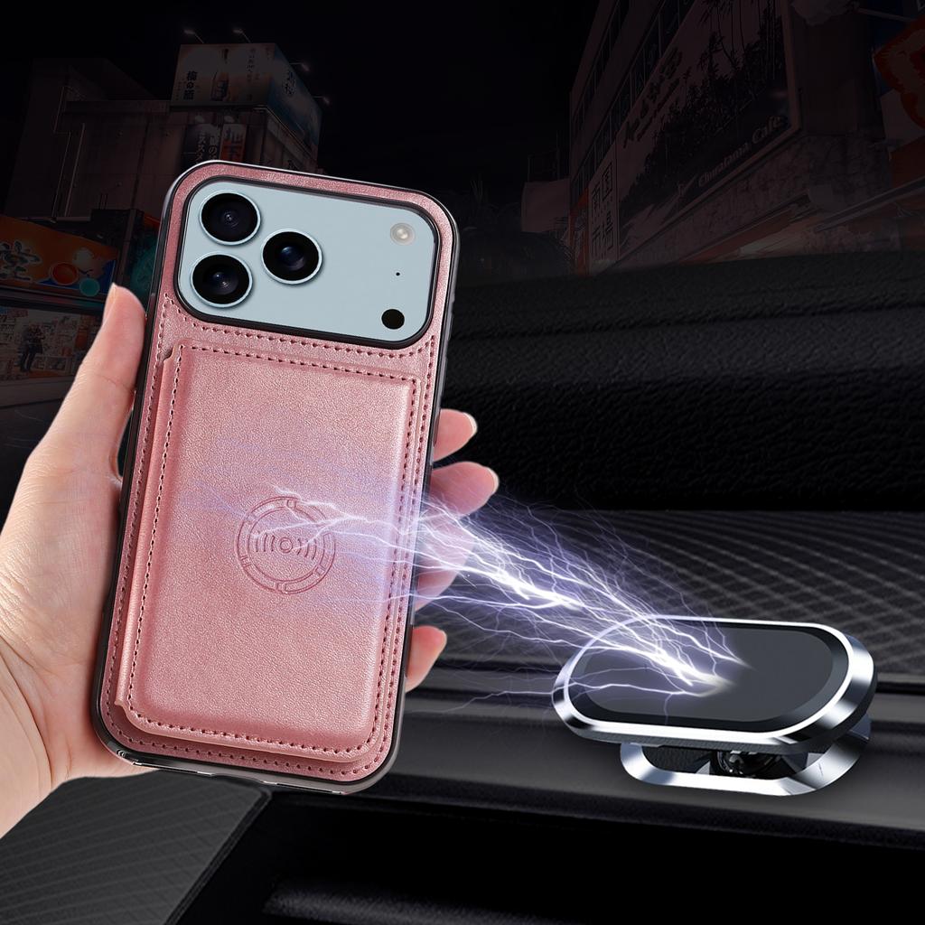 For iPhone 17 Pro Max Case Card Holder Kickstand PU Leather + TPU Phone Cover