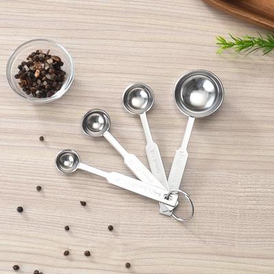 4-Piece Stainless Steel Measuring Spoon Set with Scale for Coffee, Baking, and Seasoning