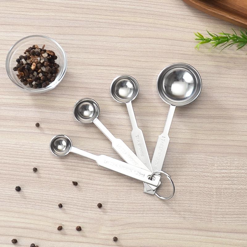 4-Piece Stainless Steel Measuring Spoon Set with Scale for Coffee, Baking, and Seasoning